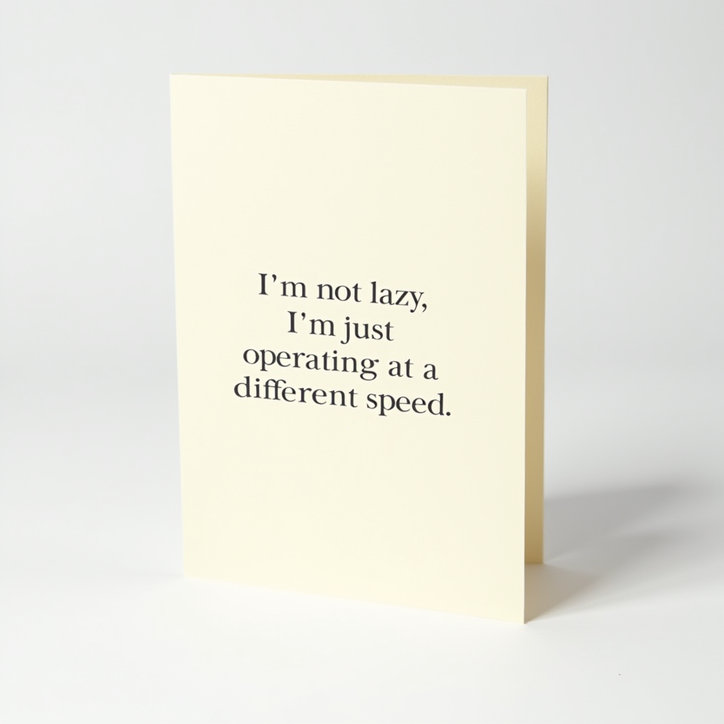 I'm not lazy, I'm just operating at a different speed