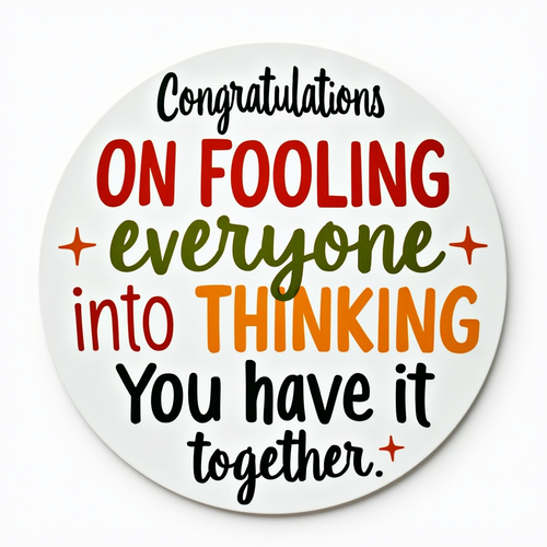 Congratulations on fooling everyone into thinking you have it together.