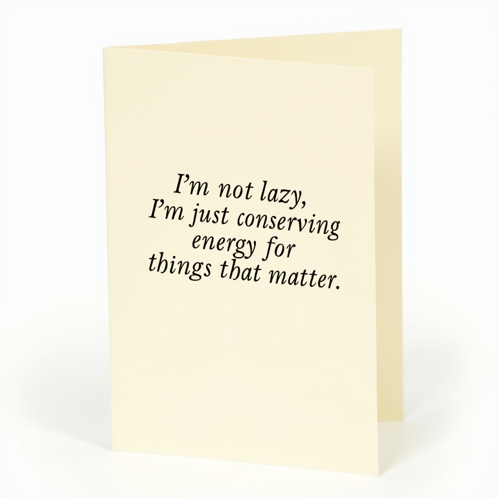 I'm not lazy, I'm just conserving energy for things that matter.