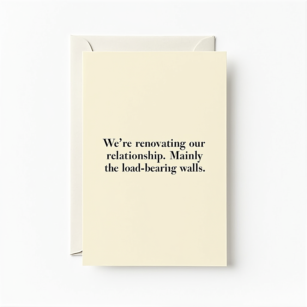 We're renovating our relationship. Mainly the load-bearing walls.