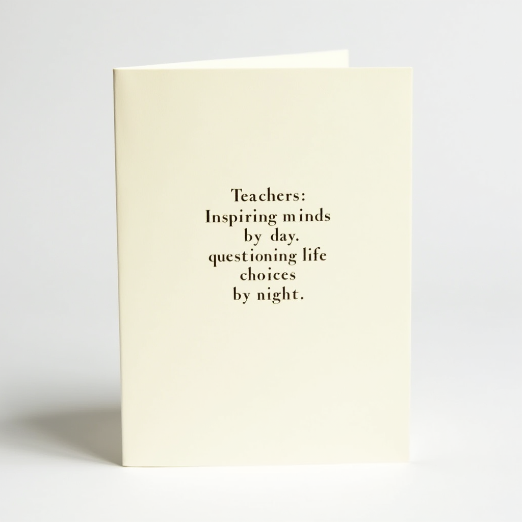 Teachers: Inspiring minds by day, questioning life choices by night.