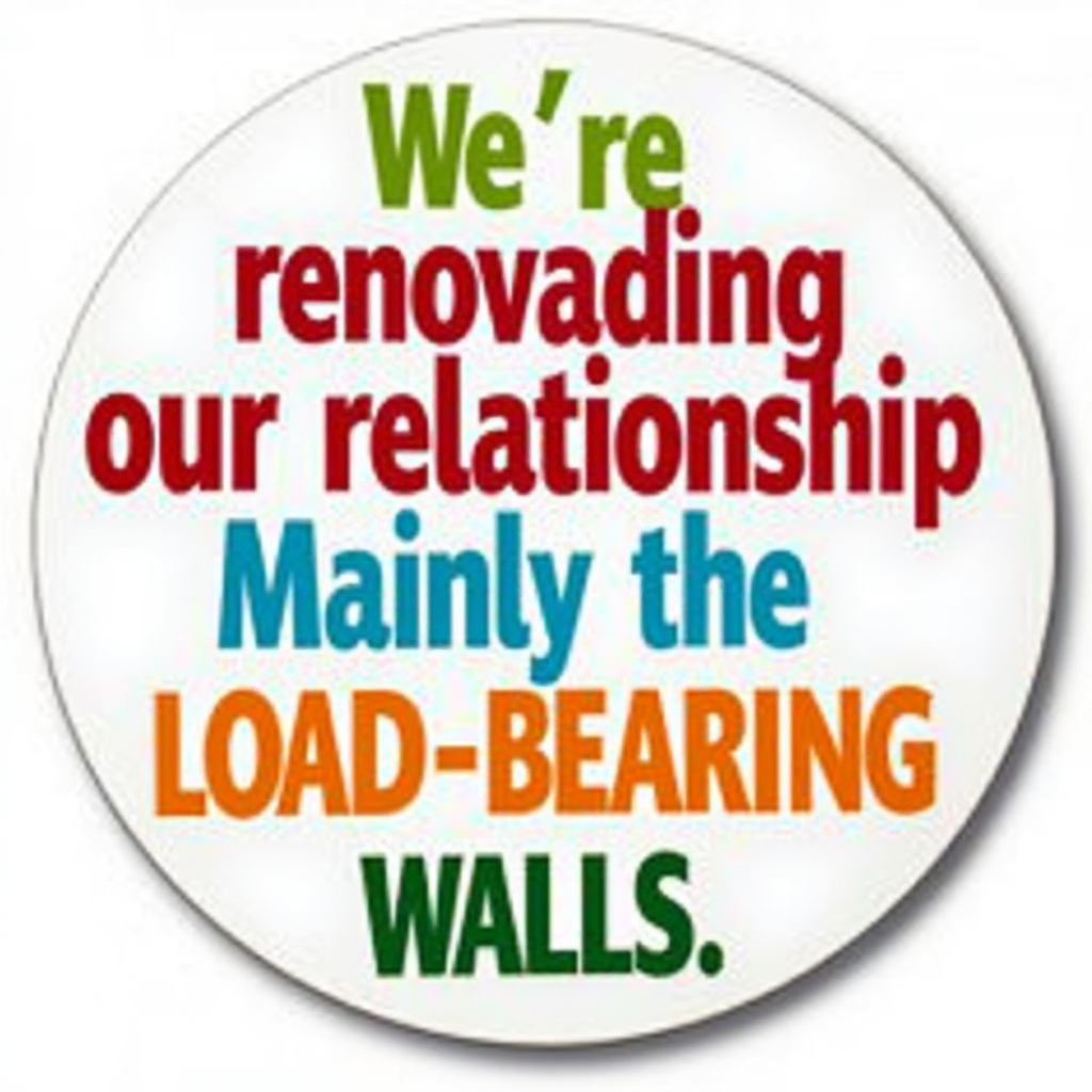We're renovating our relationship. Mainly the load-bearing walls.